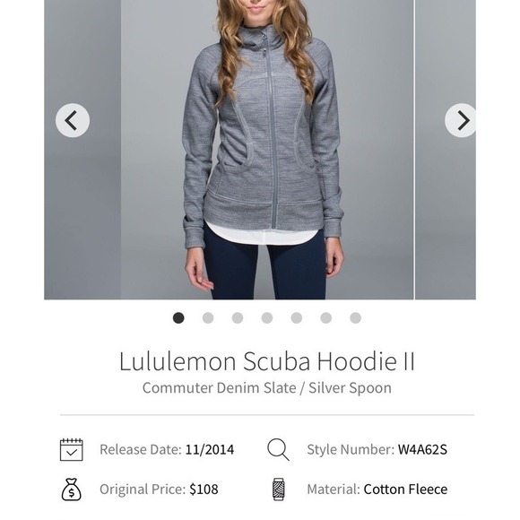 Lululemon Scuba Hoodie II Full Zip 6 Slate Gray Cotton Fleece Thumbholes W4A62S - Picture 6 of 16